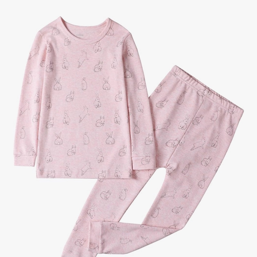Organic Cotton Kids Pajama Set- Pink Bunnies